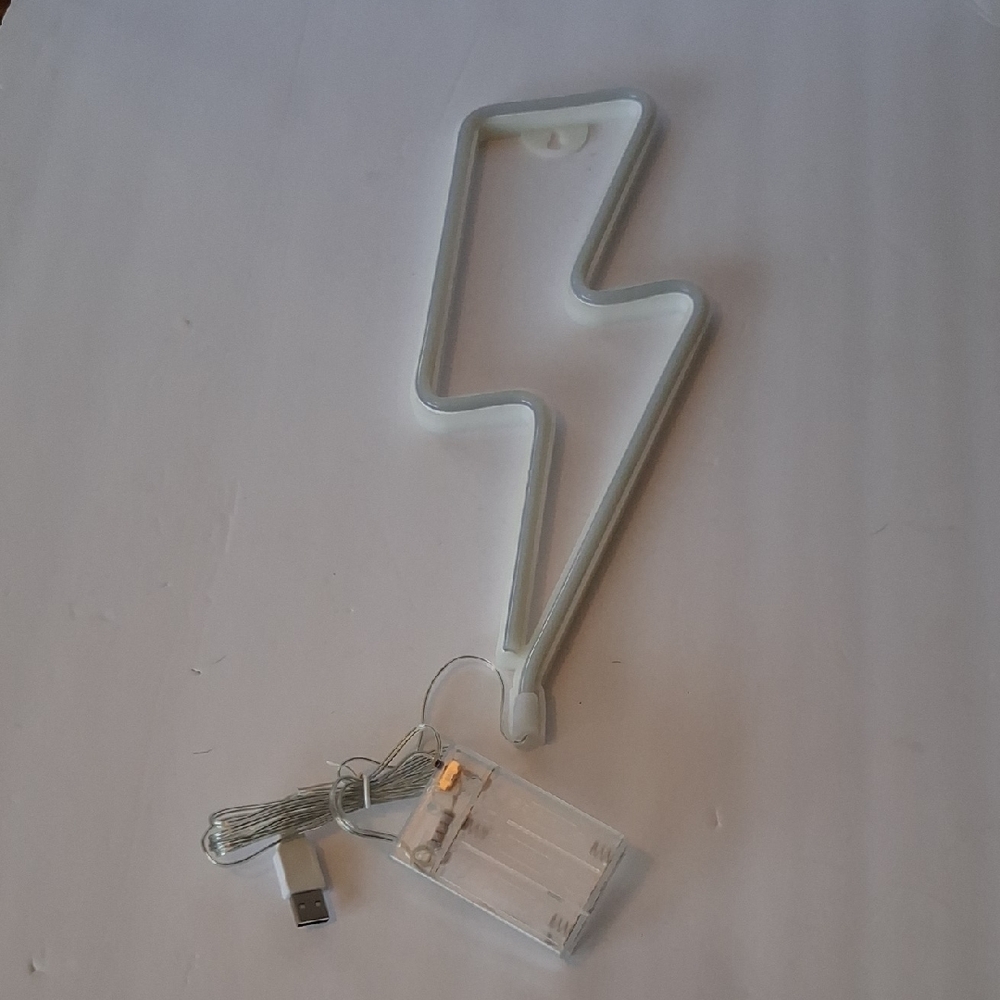 White Lightning Bolt Neon Light